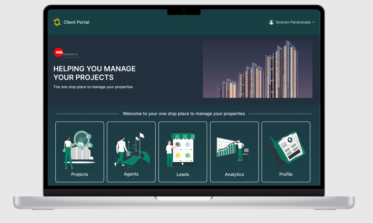 Client Portal — light theme home