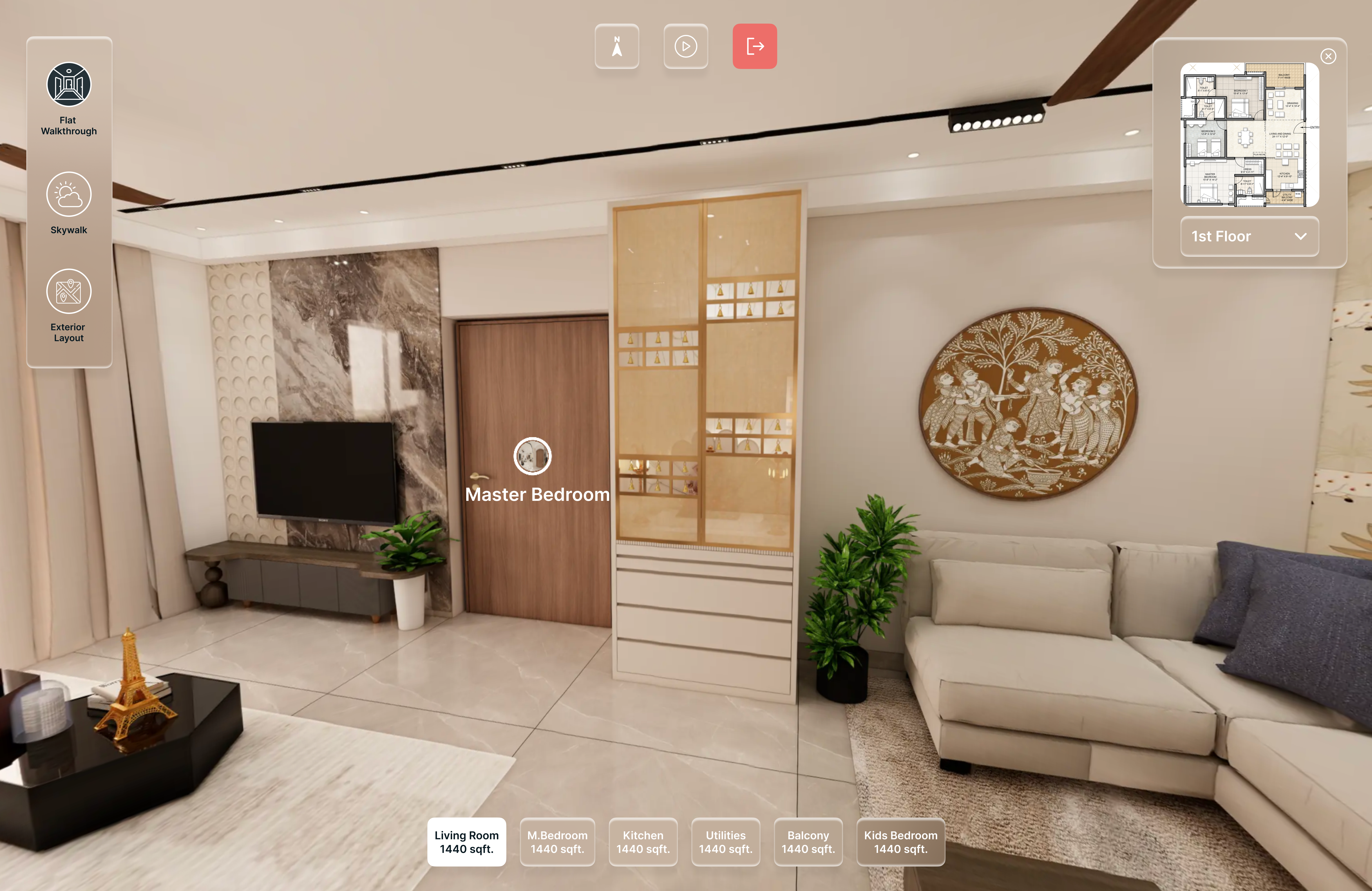 OpenSky VR — flat walkthrough interior