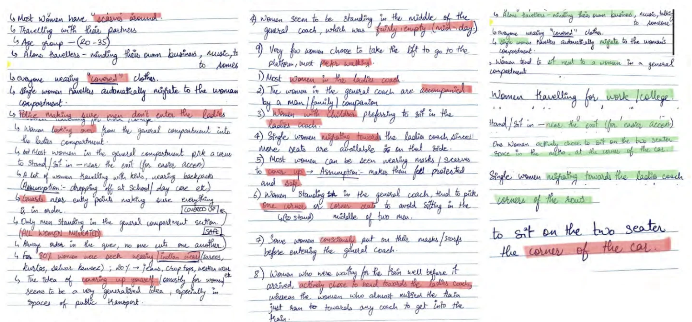 Field notes — observations on group behaviour and corner seats